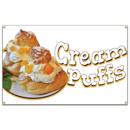 Signmission Cream Puffs Banner Concession Stand Food Truck Single Sided B-Cream Puffs19